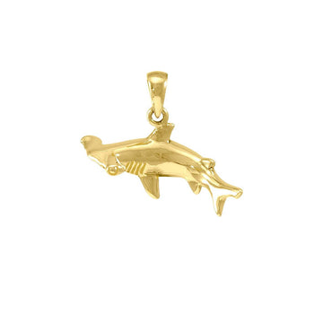 Take your energy to the wonderful sea ~ Sterling Solid Gold Jewelry Hammerhead Shark Pendant GTP1058 - Jewelry